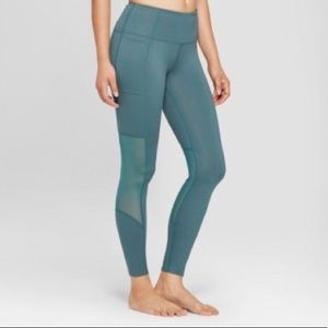 JoyLab Dark Green Leggings, Mesh Cutouts